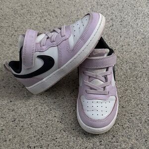 Toddler/kids Purple and White Nike Court Borough Low with Velcro Strap